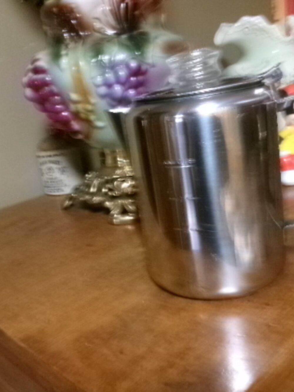 vtg Stainless 9 cup stove top percolator wood handle